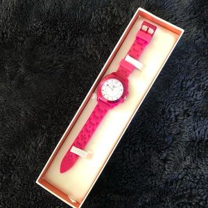 Fuschia Coach “Boyfriend” Rubber Watch .